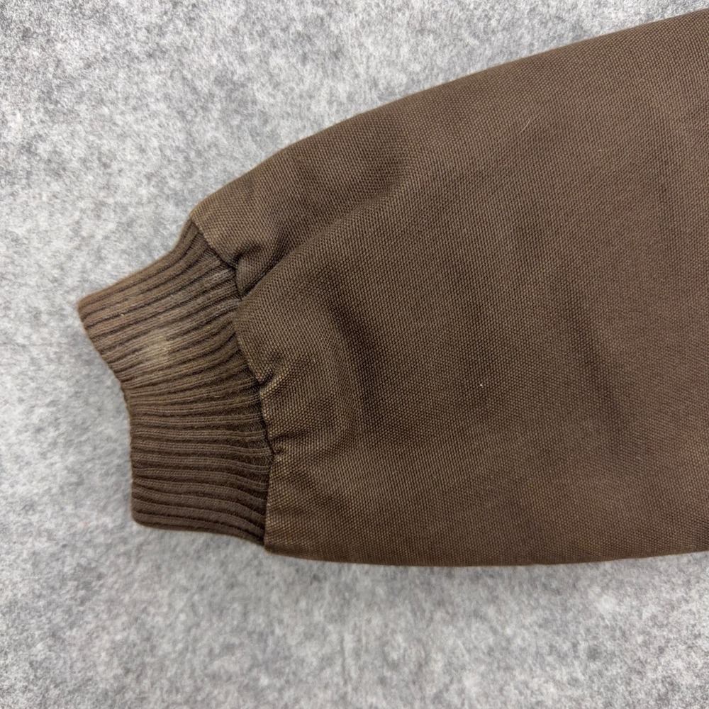 Carhartt Active Jacket Kids Large Brown Quilted Lined Canvas Hooded Work Coat - Picture 5 of 11